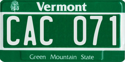 VT license plate CAC071