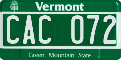 VT license plate CAC072
