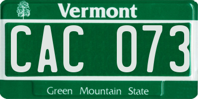 VT license plate CAC073