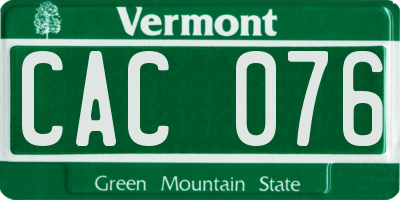 VT license plate CAC076