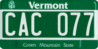 VT license plate CAC077