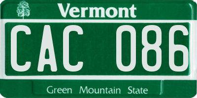 VT license plate CAC086