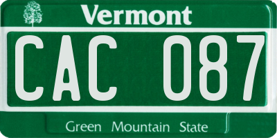 VT license plate CAC087