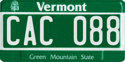 VT license plate CAC088