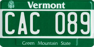 VT license plate CAC089