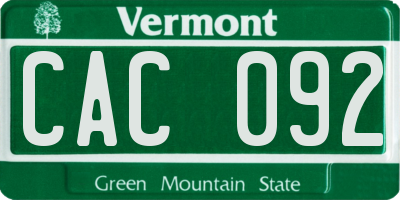 VT license plate CAC092