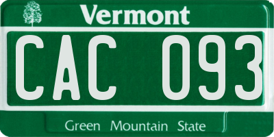 VT license plate CAC093