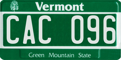 VT license plate CAC096