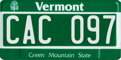 VT license plate CAC097
