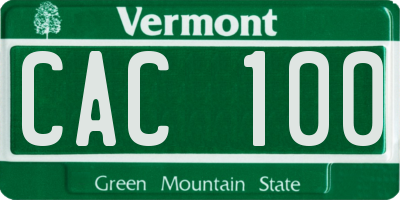 VT license plate CAC100