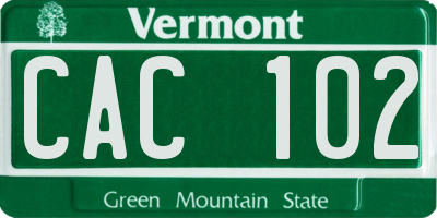 VT license plate CAC102