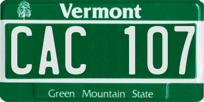 VT license plate CAC107