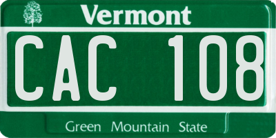 VT license plate CAC108