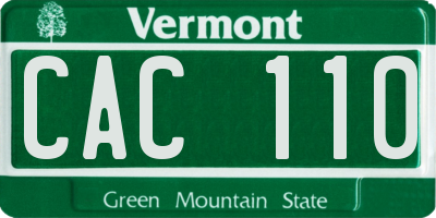 VT license plate CAC110