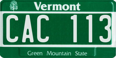 VT license plate CAC113