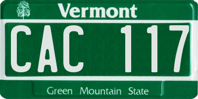 VT license plate CAC117