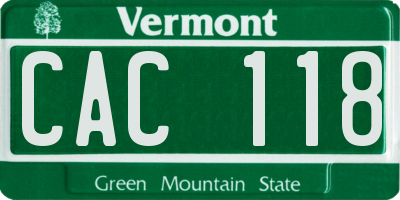 VT license plate CAC118