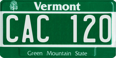 VT license plate CAC120