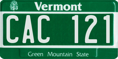 VT license plate CAC121
