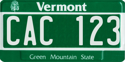 VT license plate CAC123