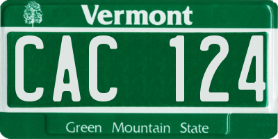 VT license plate CAC124