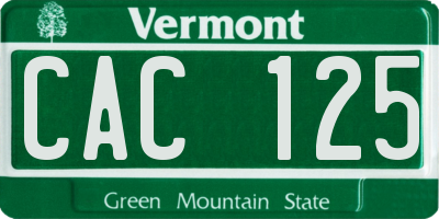 VT license plate CAC125