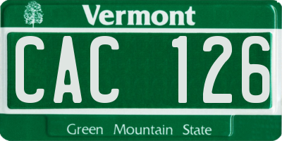 VT license plate CAC126