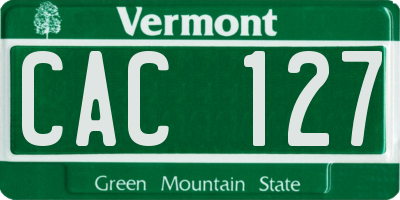 VT license plate CAC127