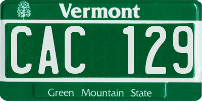 VT license plate CAC129