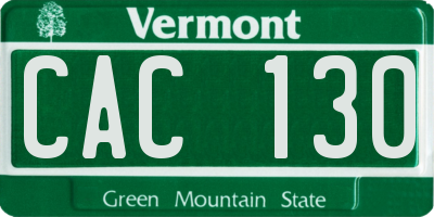 VT license plate CAC130