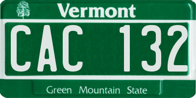 VT license plate CAC132