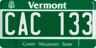 VT license plate CAC133