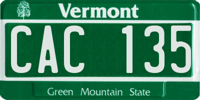 VT license plate CAC135