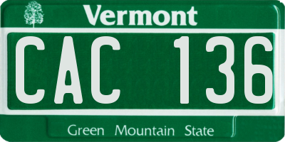 VT license plate CAC136