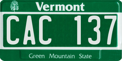 VT license plate CAC137