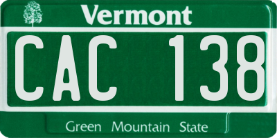 VT license plate CAC138