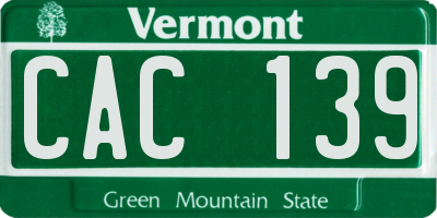 VT license plate CAC139