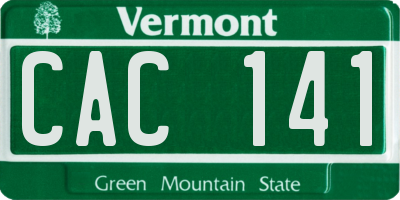 VT license plate CAC141