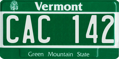 VT license plate CAC142