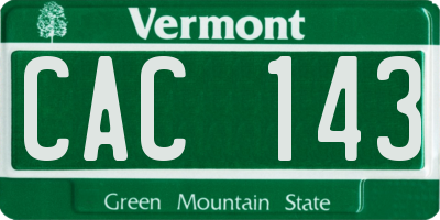 VT license plate CAC143