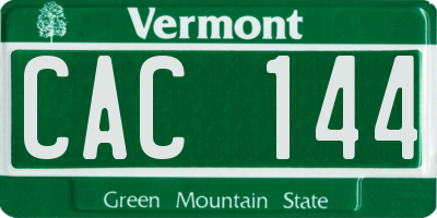 VT license plate CAC144