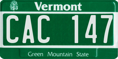 VT license plate CAC147
