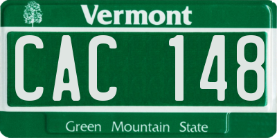 VT license plate CAC148