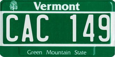 VT license plate CAC149