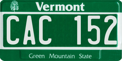 VT license plate CAC152