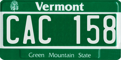 VT license plate CAC158