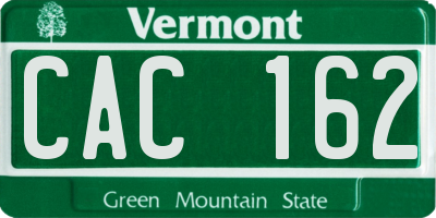 VT license plate CAC162