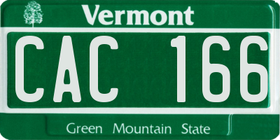 VT license plate CAC166