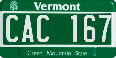 VT license plate CAC167
