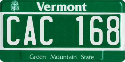VT license plate CAC168